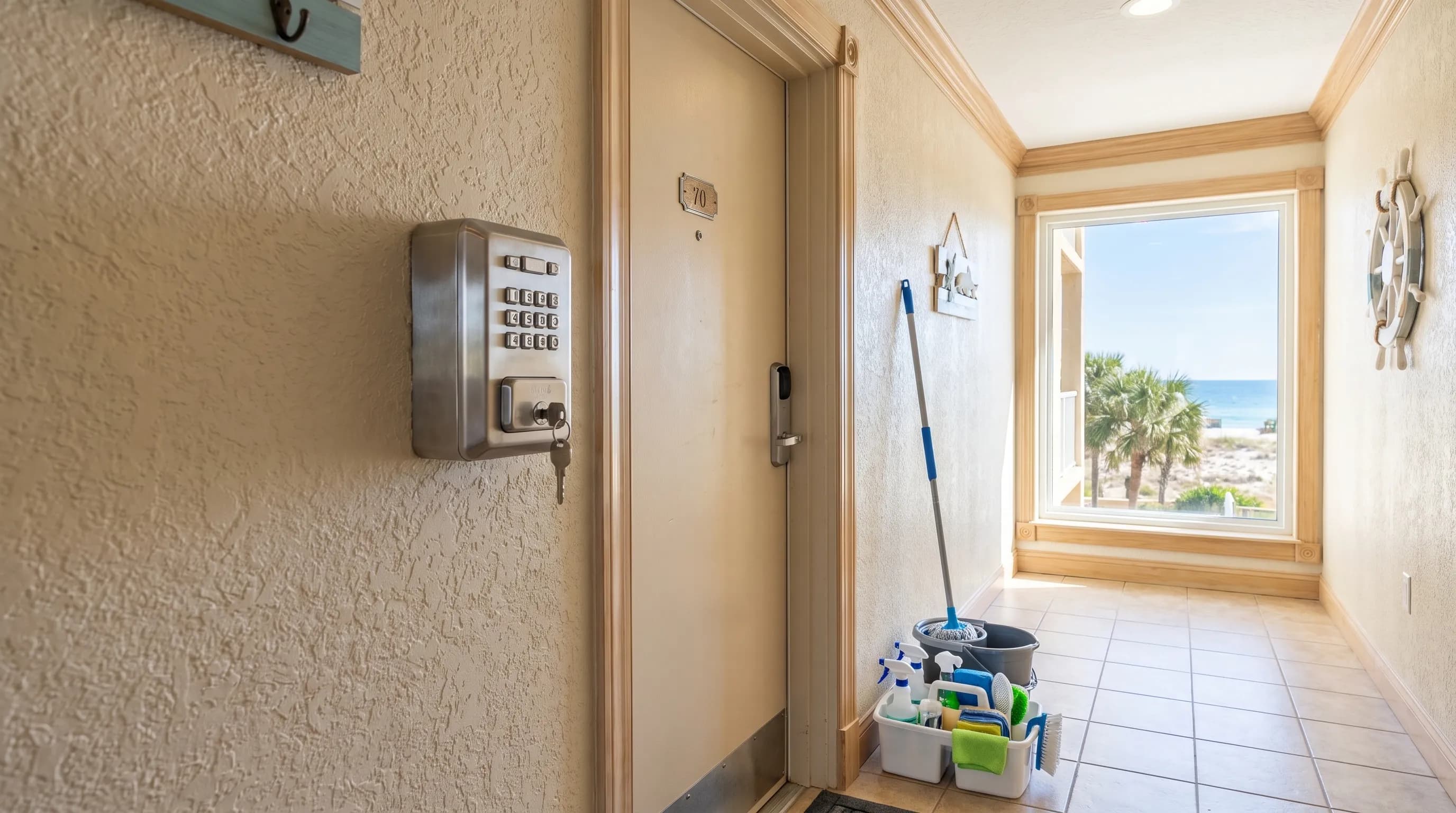 Bright beachside Florida condo interior ready for cleaning