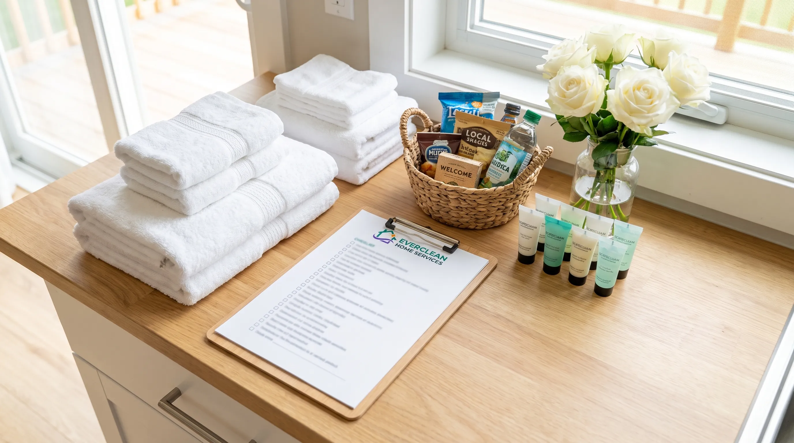 Vacation-rental turnover checklist and fresh linens